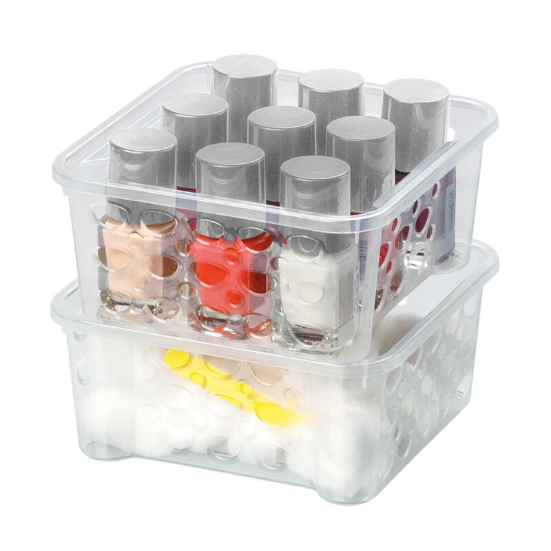 Set x2 Canastas apilables 746 ml TRANSPARENTE