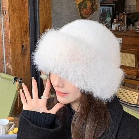 Gorro de Piel Sintética Estilo Cosaco Blanco