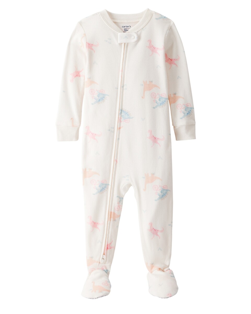 Pijama una pieza de algodón, con pie, diseño dinos 