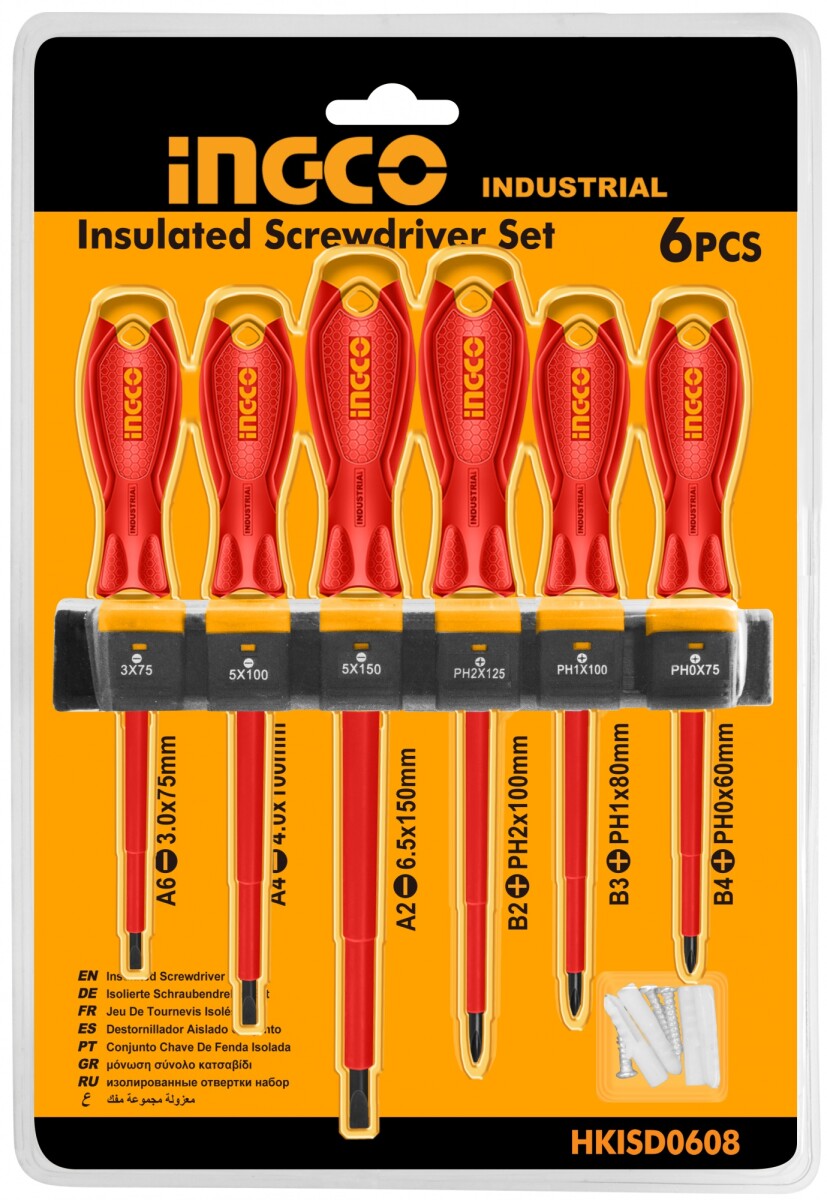 JUEGO 6 DESTORNILLADORES AISLADOS INGCO IMANTADO 