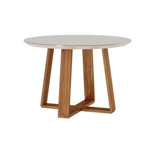 Mesa de Comedor Redonda Linea Manhattan - Blanco/Natural Mesa de Comedor Redonda Linea Manhattan - Blanco/Natural