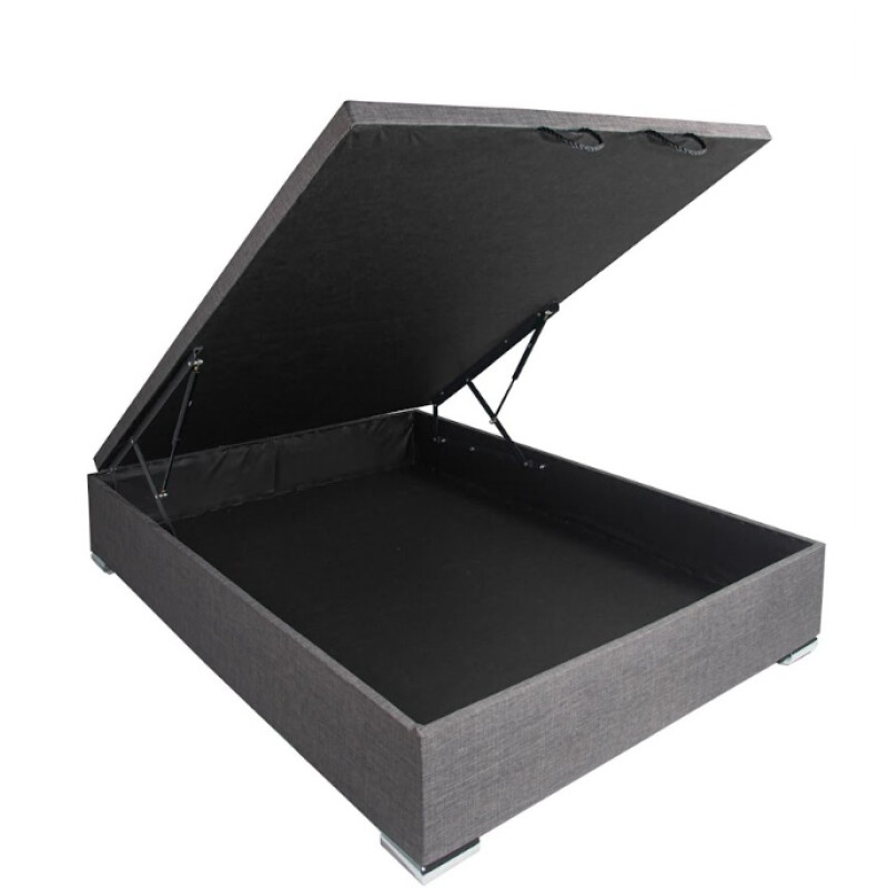 Box Para Sommier Baulera Patas Metálicas Dos Plaza Negro Negro
