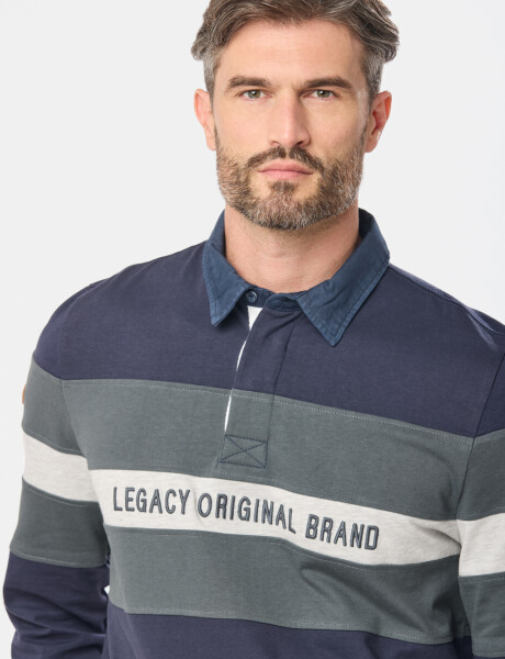 REMERA POLO RAYADA Azul