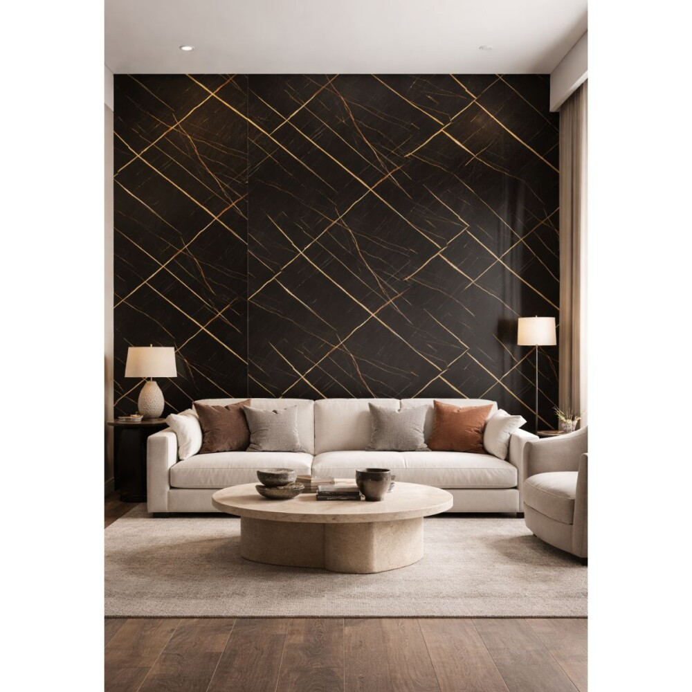 Placa de pvc Mármol Negro Gold 122x244cm x 3mm Placa De Pvc Mármol Negro Gold 122x244cm X 3mm