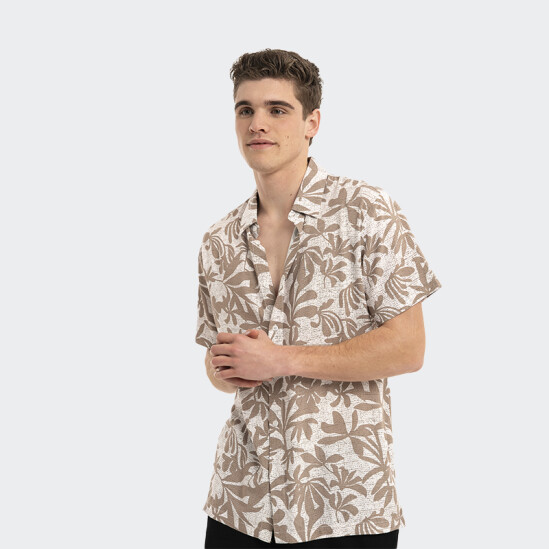 Camisa Reef de Manga Corta Estampada Gris