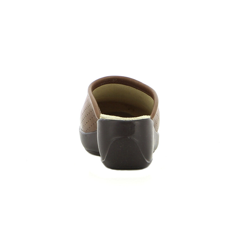 Zueco Country de Mujer Calado Cuero Tabaco
