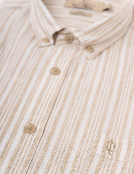 Camisa m/c lino beige