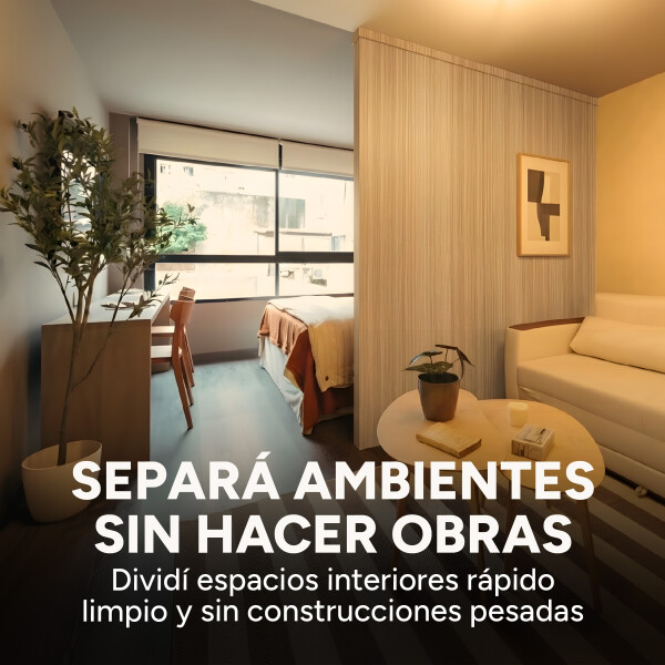 Panel Divisor Separador Ambientes 2,4 x 2,90m + 4 Rieles 3m Marrón 1