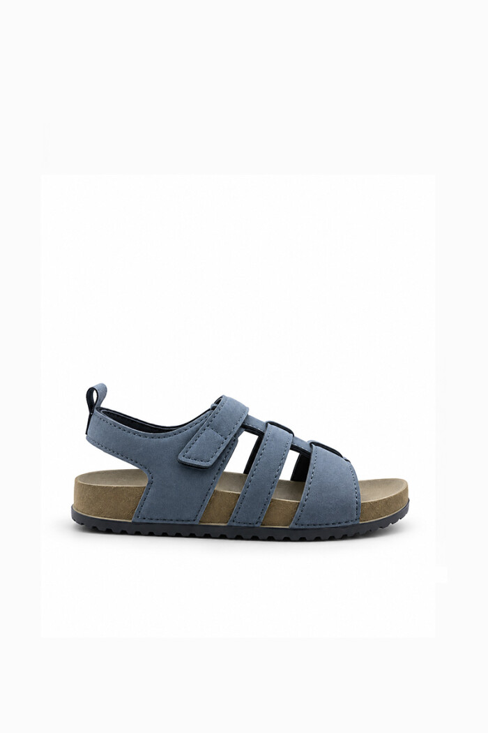 Sandalia para niños 3 tiras gamuza BI213 Azul