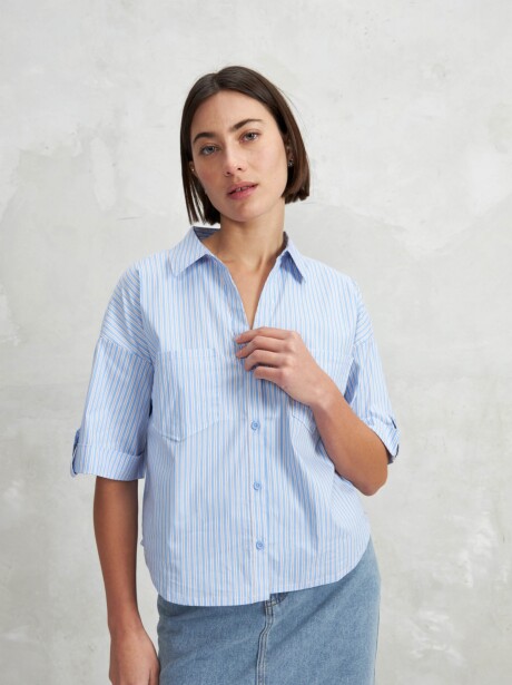 CAMISA STRIPE CELESTE
