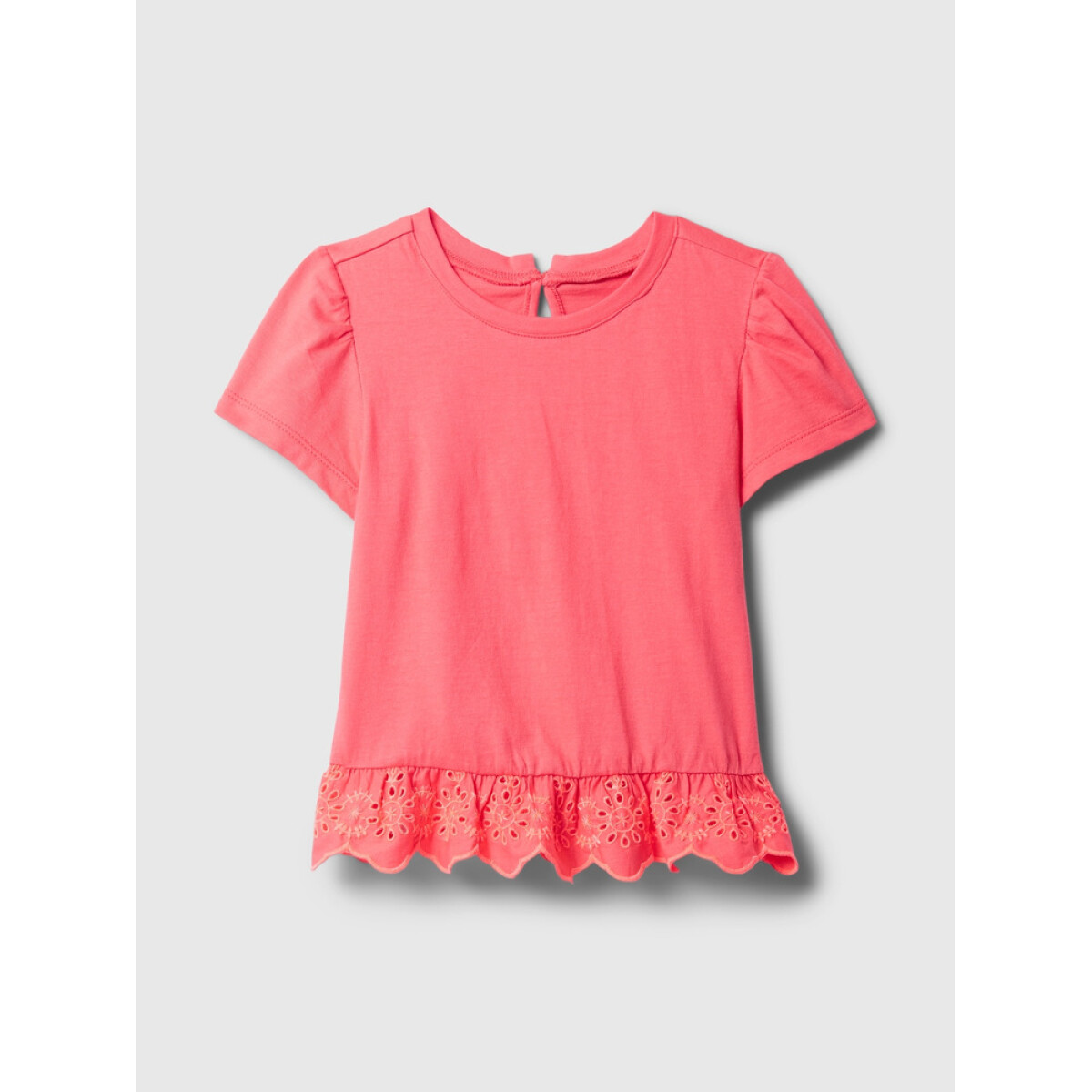 V-SS EYELET PEPLUM - FRESH CORAL 
