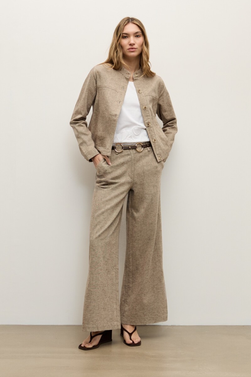 Chaqueta lino con botones - chocolate melange 