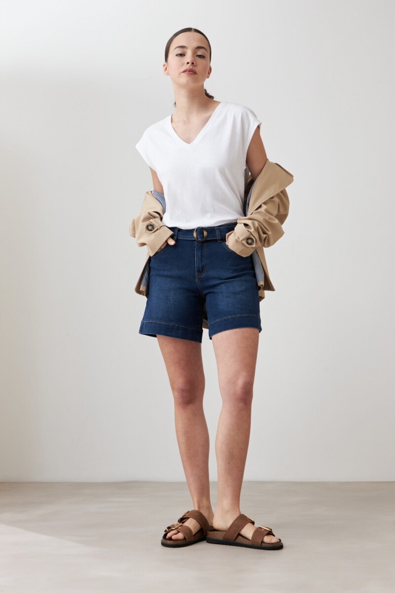 Short de jean con cinto jean medio