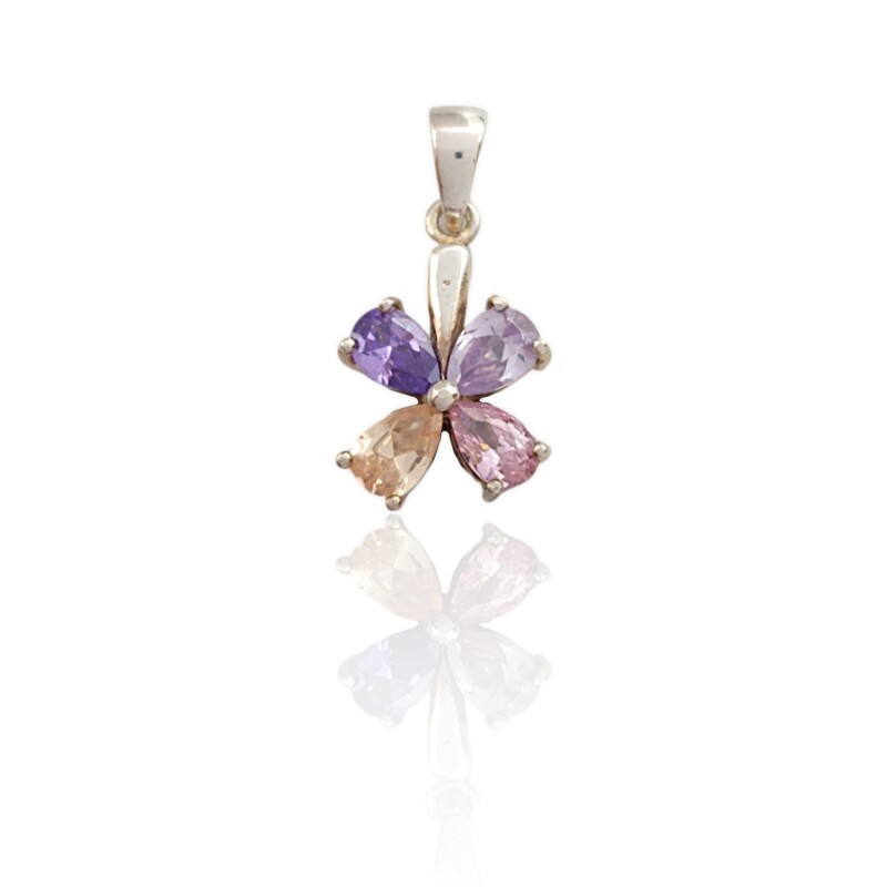 Dije Colgante Flor-Plata 925-Zirconias-CP3636 conpiedra