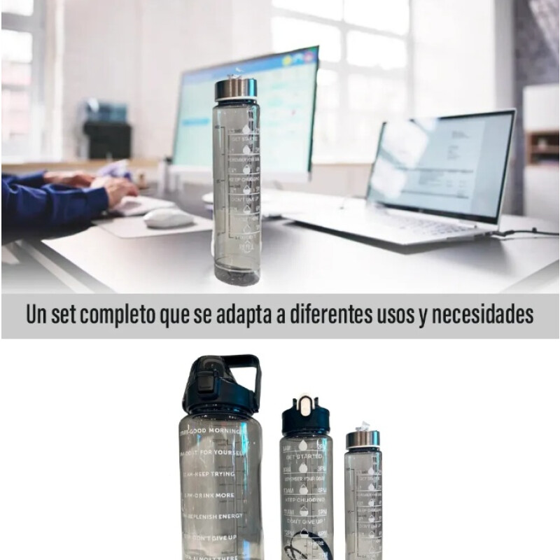 Set 3 Botellas Caramañola Deportivas Motivacionales Set 3 Botellas Caramañola Deportivas Motivacionales