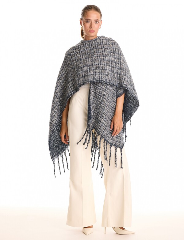 Ruana Tweed Flecos AZUL/MULTI