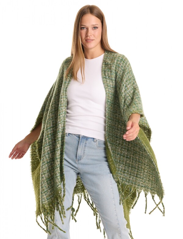 Ruana Tweed Flecos VERDE/MULTI