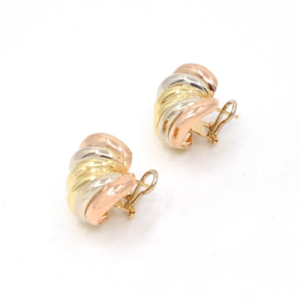 Caravanas 3 Tonos En Oro 18K. Caravanas 3 Tonos En Oro 18K.