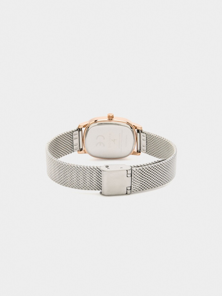 Reloj De Malla Metálica De Acero Inoxidable bicolor