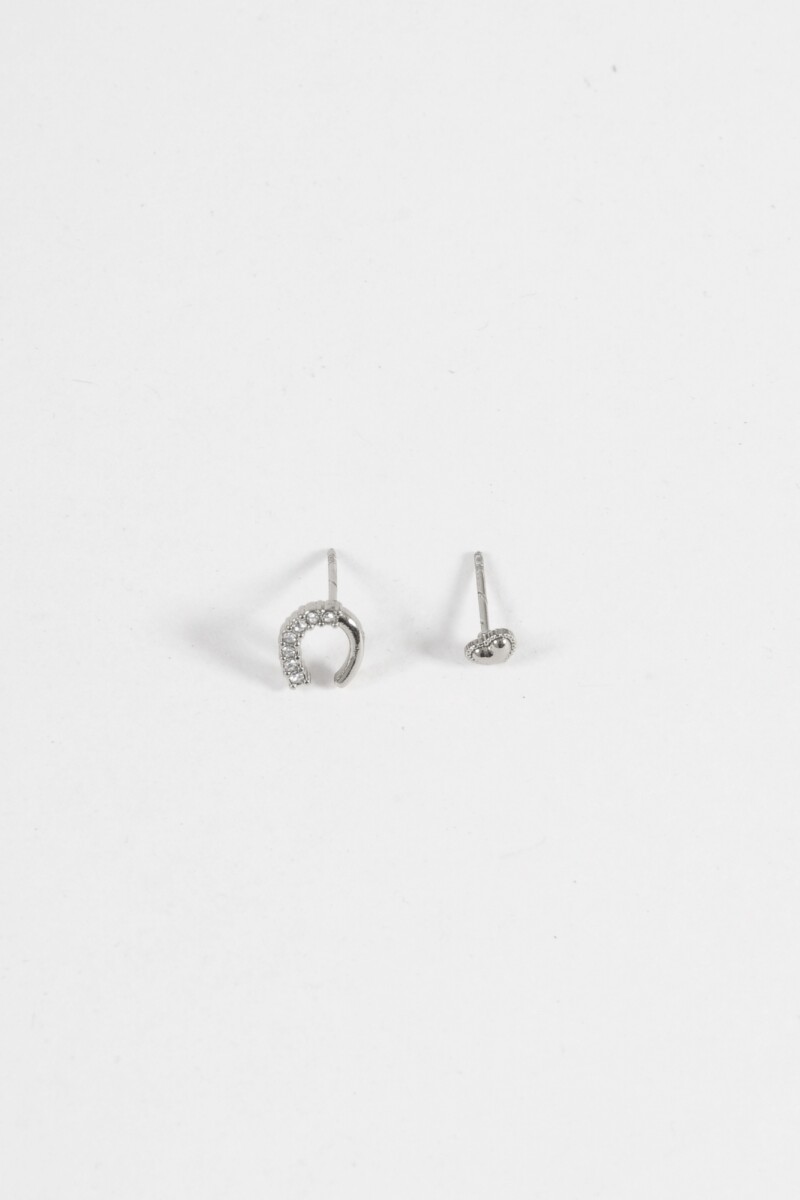 Caravanas acero pin strass plateado