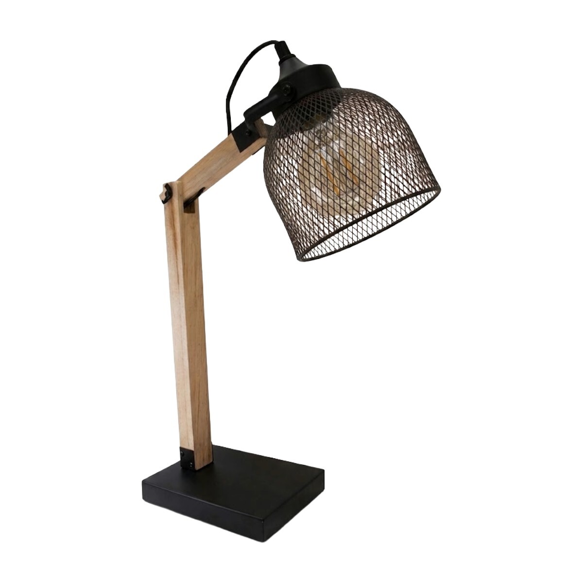 LAMPARA MALLA METAL NEGRA P/MESA 