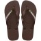 Sandalias Havaianas Brasil Logo Hombre Marrón Oscuro Blanco
