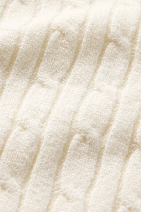 Buzo Cashsoft Cable Mujer Cream