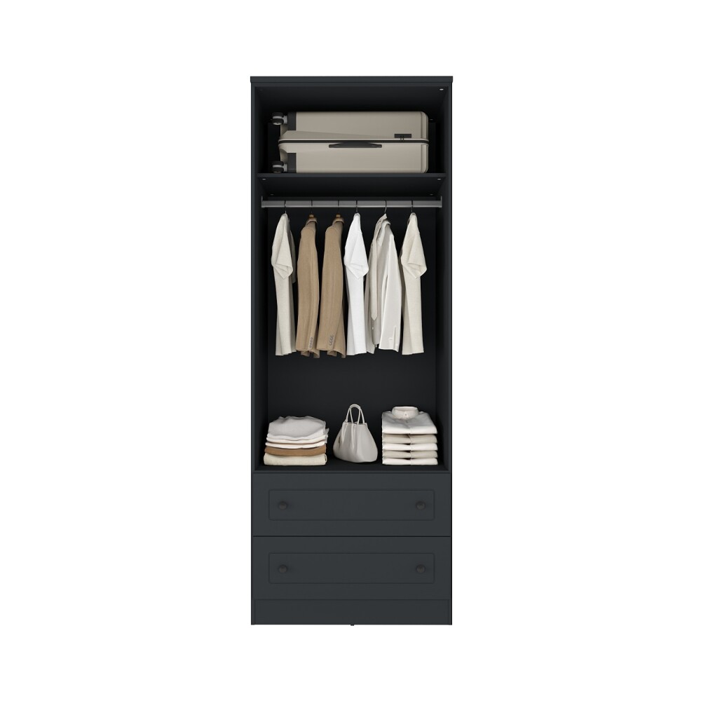 Ropero Americano PLUS 2 puertas + 2 Cajones - 100%MDF Grafito