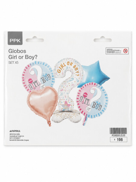 GLOBOS GIRL OR BOY SET X 5 MULTICOLOR