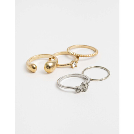 Anillos Sets De Metal Combinacion Bicolor