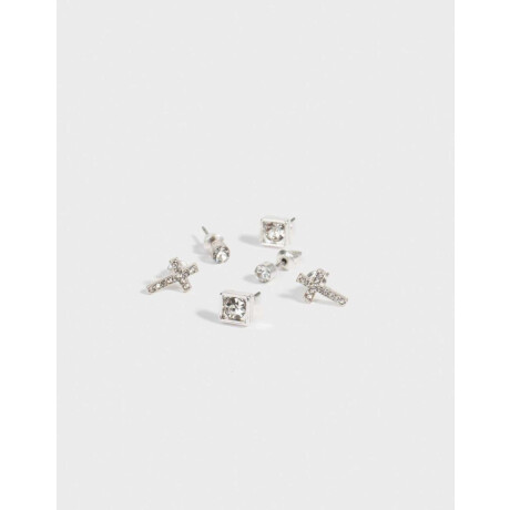 Set De Aros Bañados En Plata Plateado