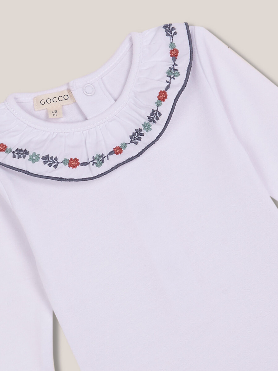 Body Con Cuello Bordado Blanco