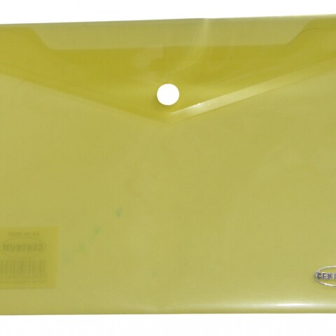 SOBRE CENTRUM TAMAÑO A5 DE PLASTICO CON BOTON COLOR AMARILLO