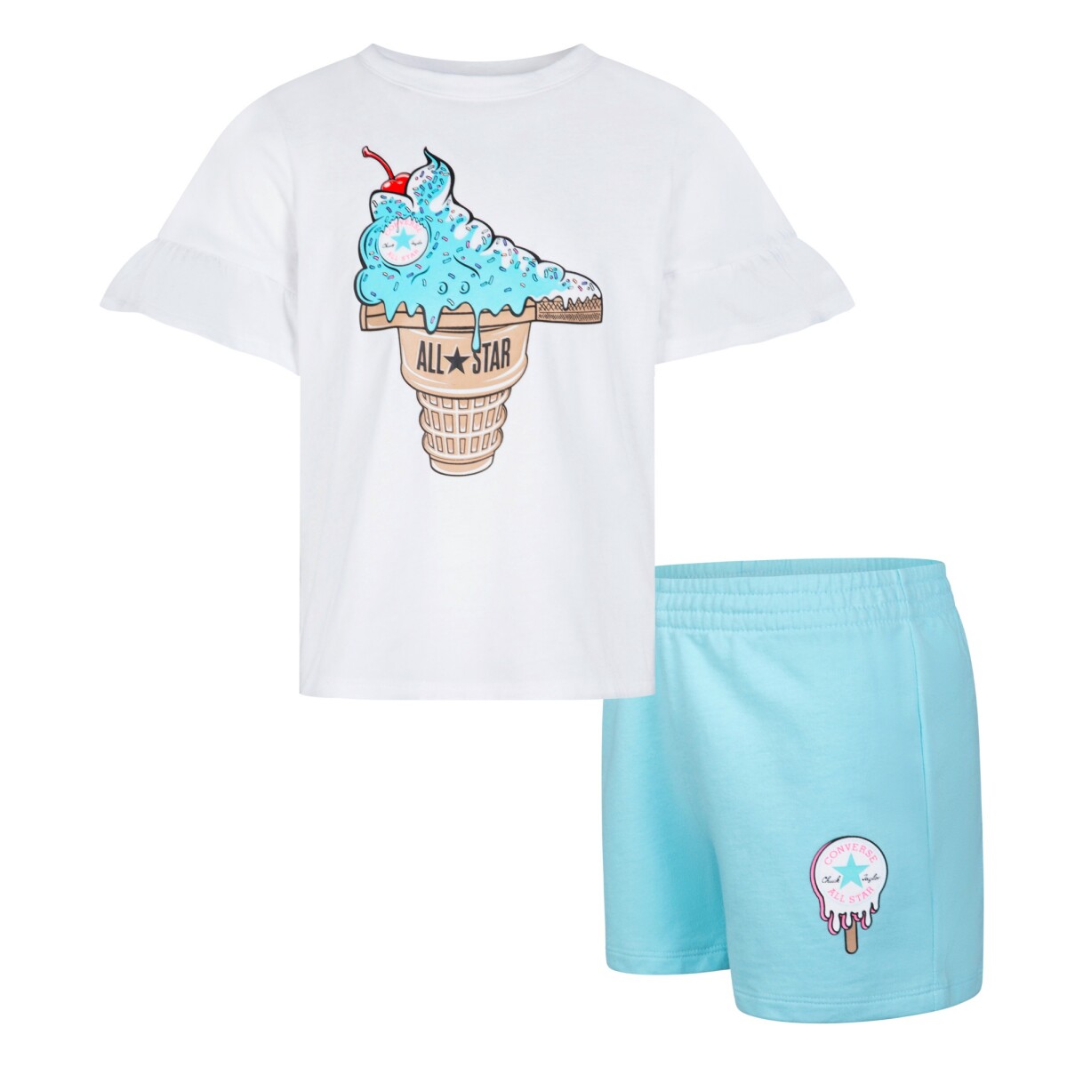 Conjunto Sleeve Ruffle Top de Niña - Multicolor 