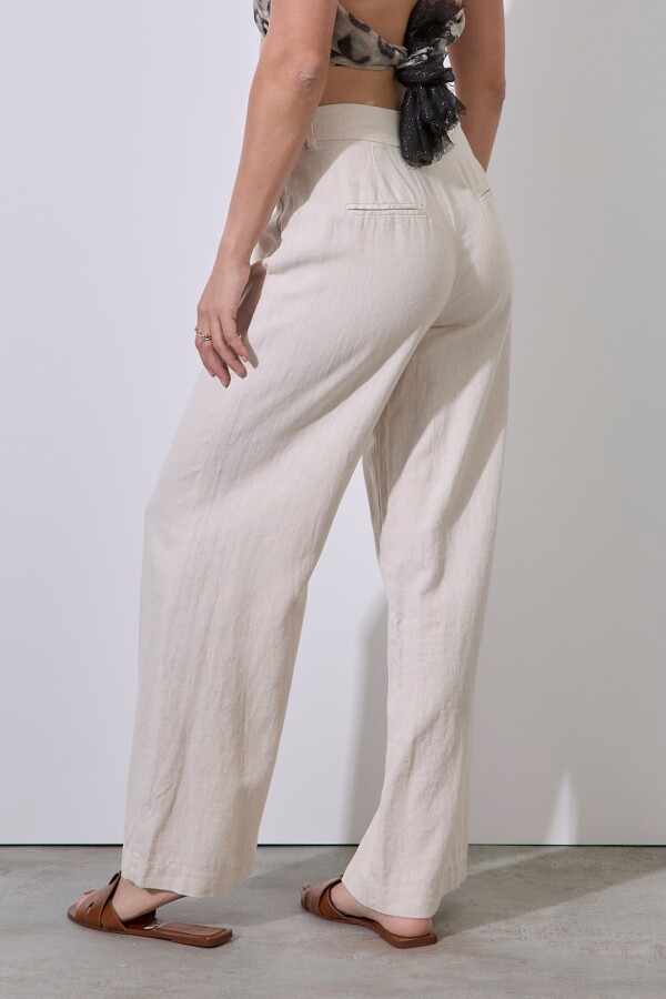 Pantalon Lino Wide BEIGE