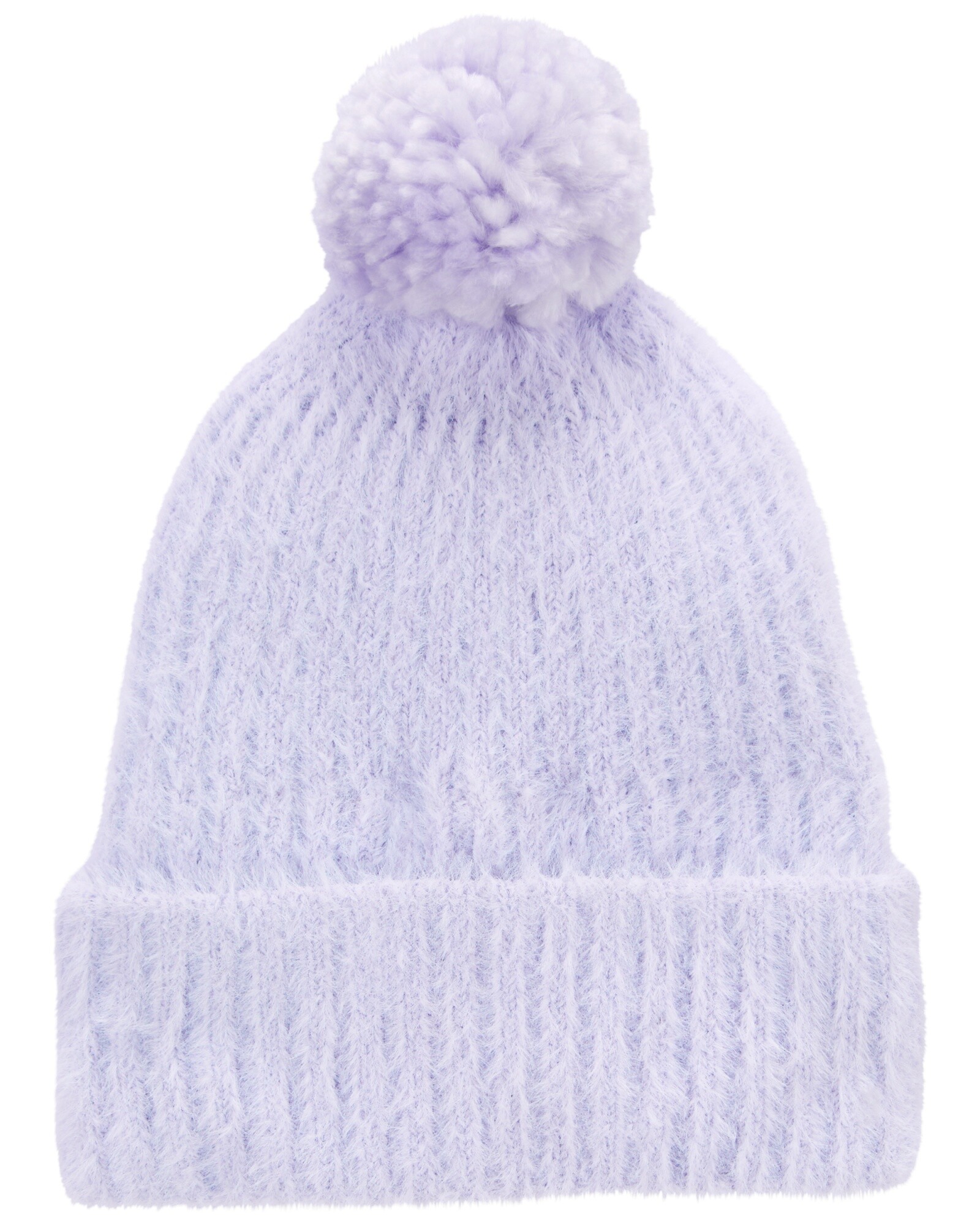 Gorro con pom pom, lavanda. Talles 0/9M - 12/24M Sin color