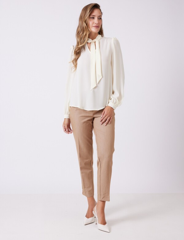 Pantalon Cigarette Denim Stretch BEIGE