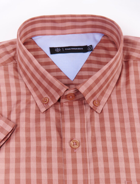 Camisa m/c cuadros rosa