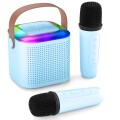 Mini Parlante Inalambrico Con 2 Microfonos Celeste