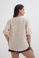 Camisa mangas 3/4 escote en V BEIGE
