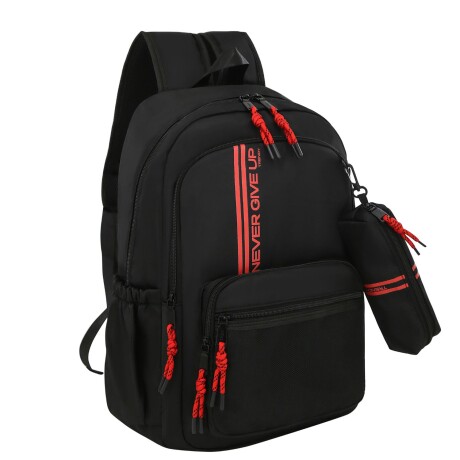 Mochila Trendy Never Give up con cartuchera Negro
