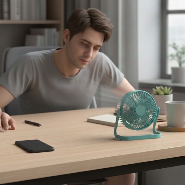 Ventilador De Escritorio Portatil Inclinable 14,5 Cm Usb Color verde