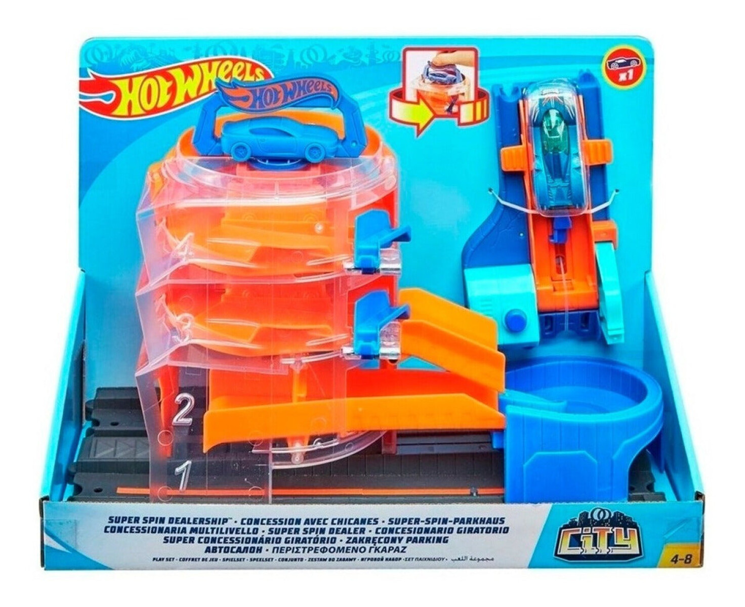Pista Hot Wheels Lanzador De Autos Original - Azul / Naranja 