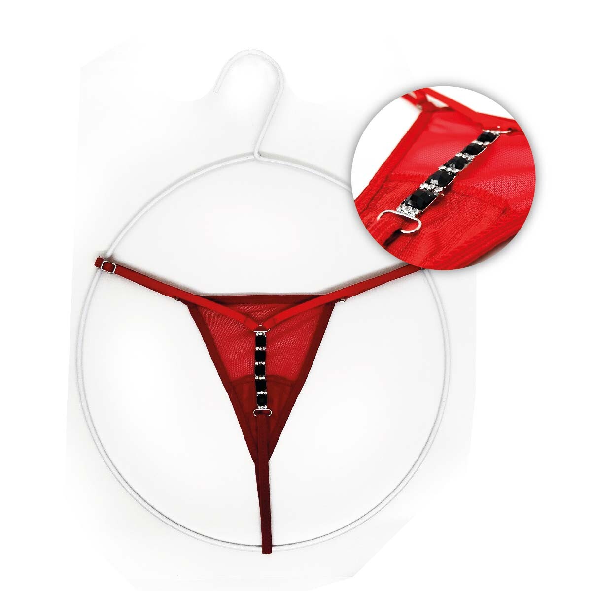Tanga Con Strass Y Tiras Regulables - Rojo 