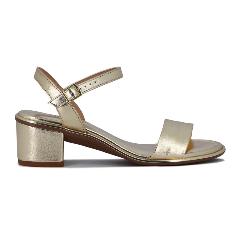 Beira Rio Sandalia Casual Taco Medio Tira Ancha Y Pulsera C/ Broche Dorado