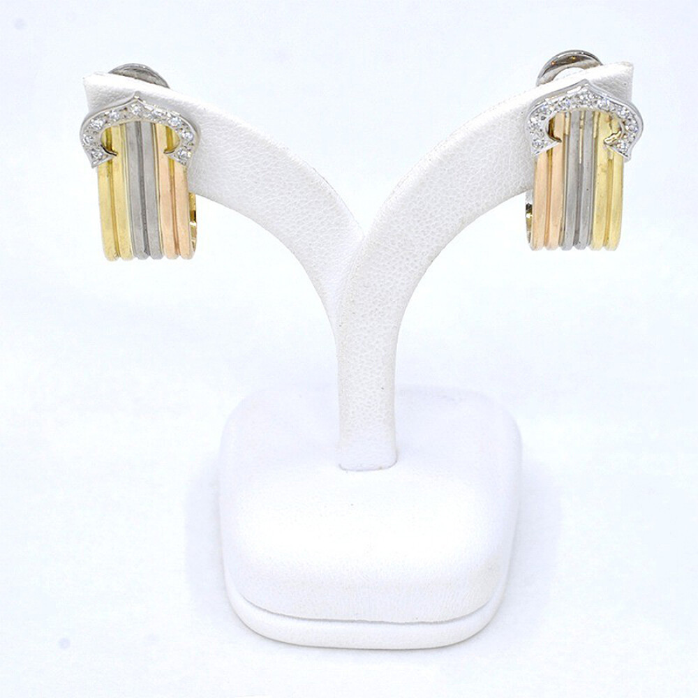 Caravanas En Oro 18K De 3 Tonos Con Brillantes Caravanas En Oro 18K De 3 Tonos Con Brillantes