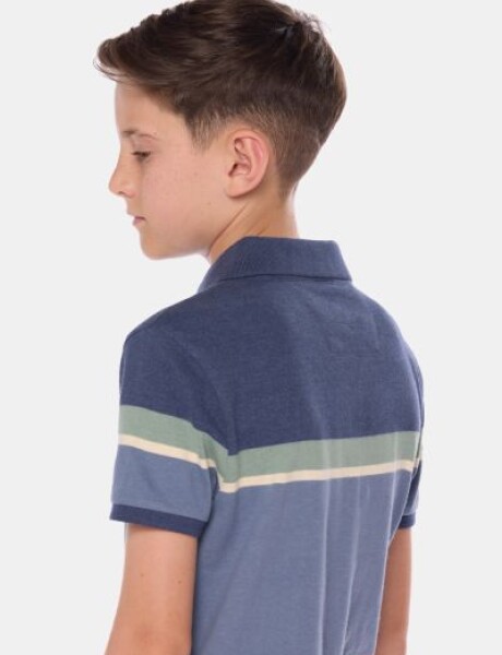 REMERA POLO RAYADA Azul