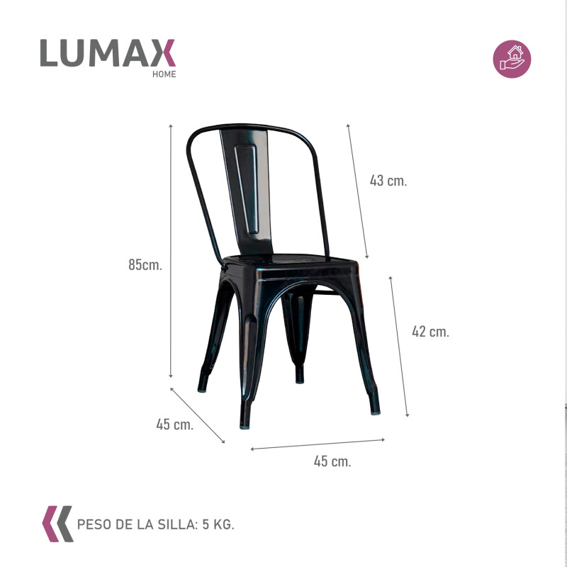Pack 6 Sillas Tolix Lumax Varios Colores Living Comedor Negro