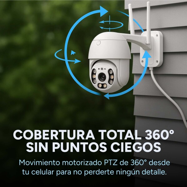 Cámara Ip Seguridad Exterior Seguimiento Visión Nocturna 360 Color Blanco
