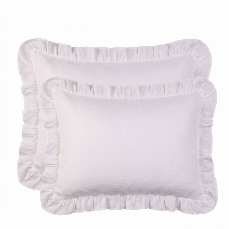 SET FUNDAS ALMOHADA LINO-Y-ALGODON BLANCO LINEN COTTON VOLADO